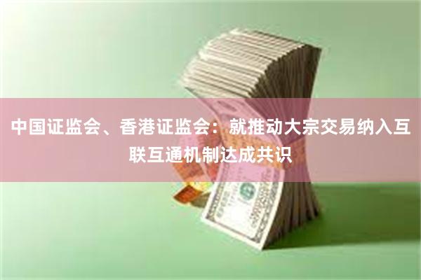 中国证监会、香港证监会：就推动大宗交易纳入互联互通机制达成共识